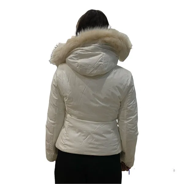 Gaudi Stylish Beige Synthetic Down Jacket with Hood and Faux Fur Trim - Model 121BD35006 125001-02