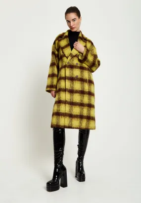 House Of Holland Mustard Check Coat