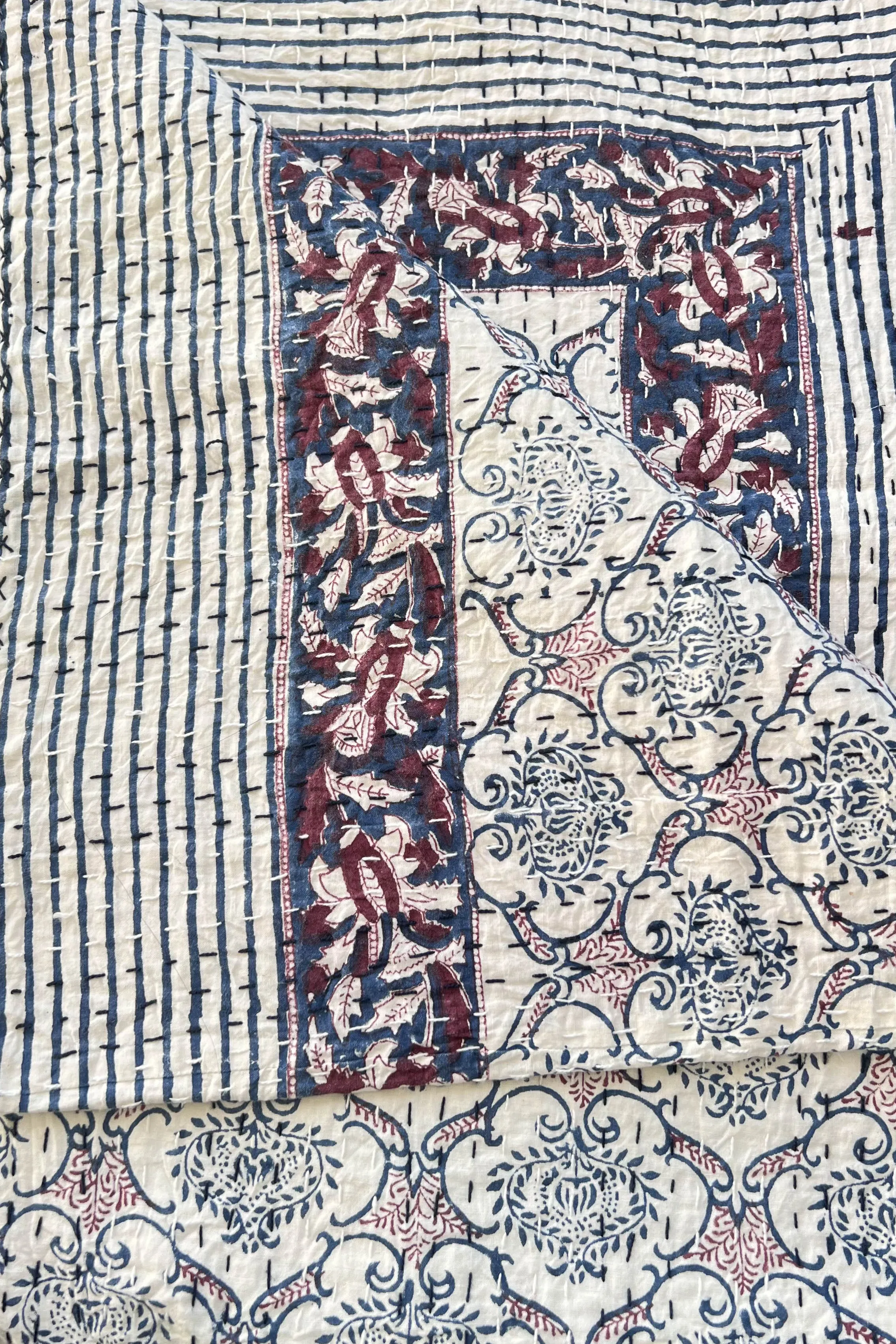 Kantha Quilt Winter Garden