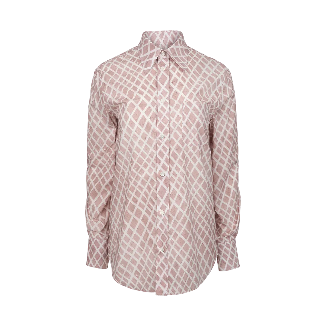 Lattice-Print Button-Down Shirt