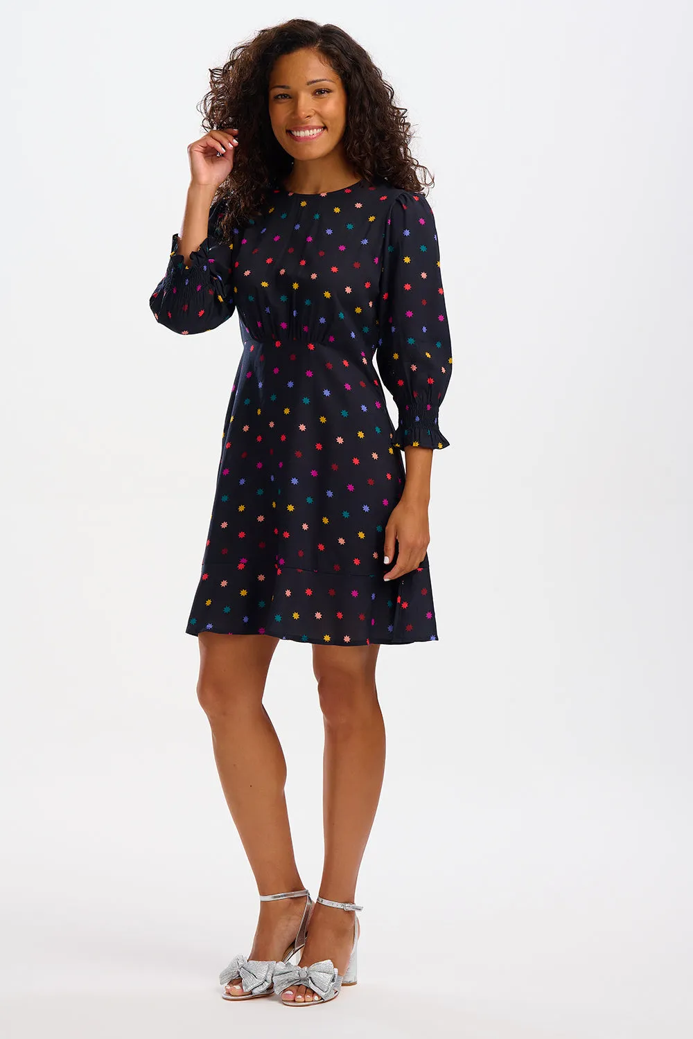 Lorelei Dress - Black with Winter Starburst Pattern