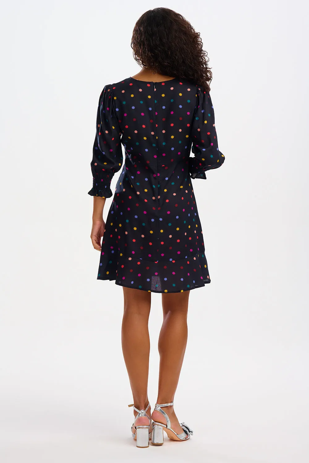 Lorelei Dress - Black with Winter Starburst Pattern