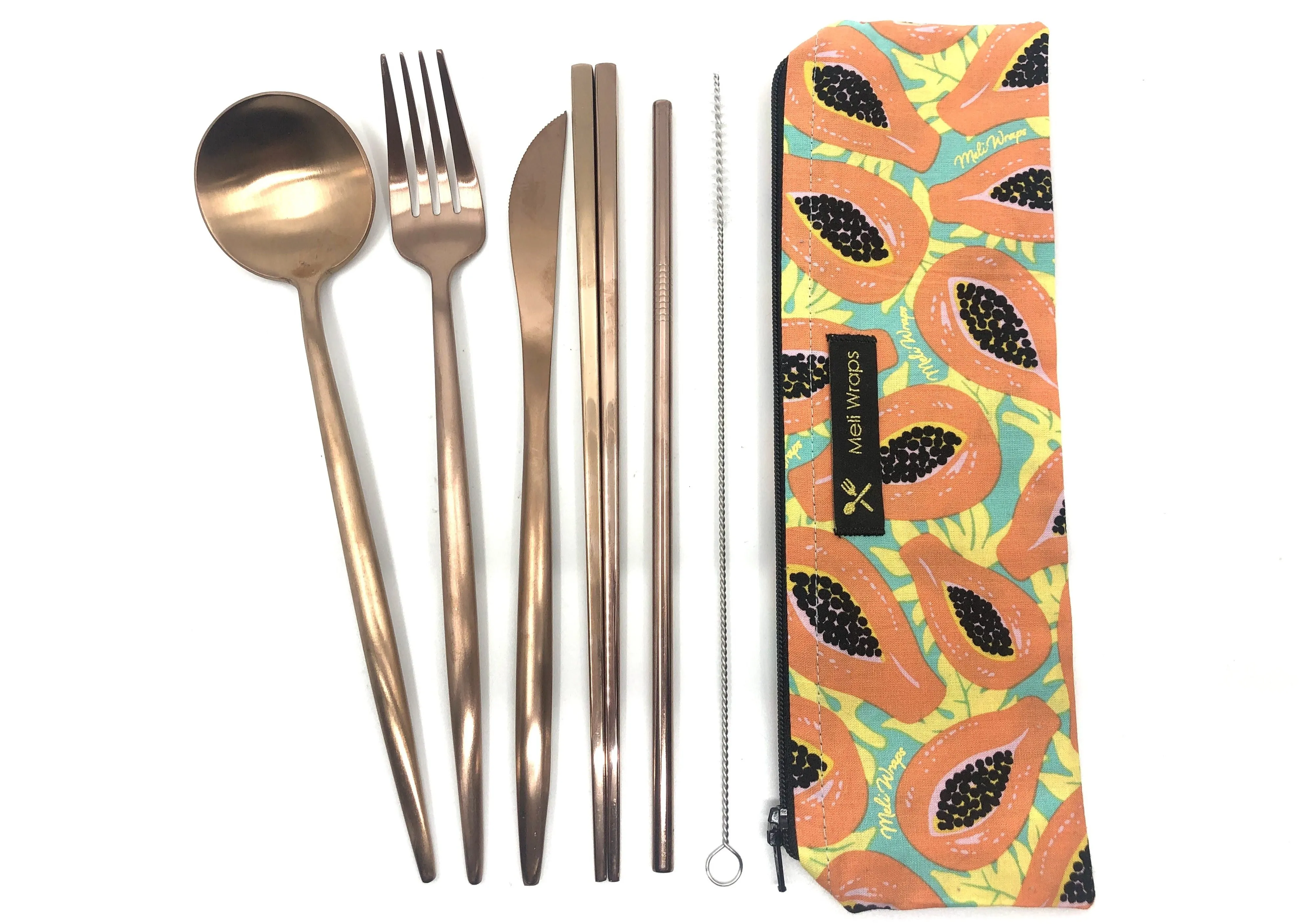 Meli Wraps Reusable Cutlery Set- Tropical Papaya