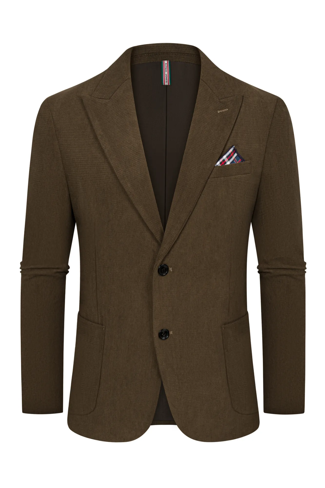 Men Corduroy Blazer Coat Casual Two-Button Peak Lapel Back Slit Suit Coat