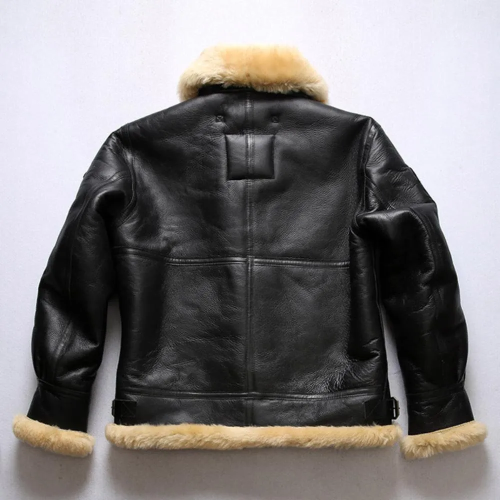 Mens B3 Bomber Sheepskin Shearling Jacket Black