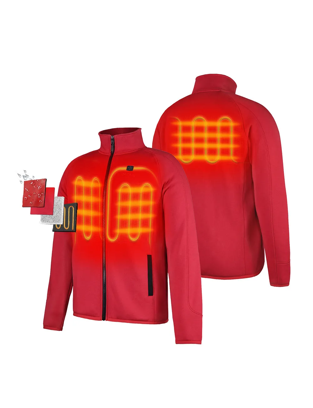 Men's Heated Full-Zip Fleece Jacket - Red