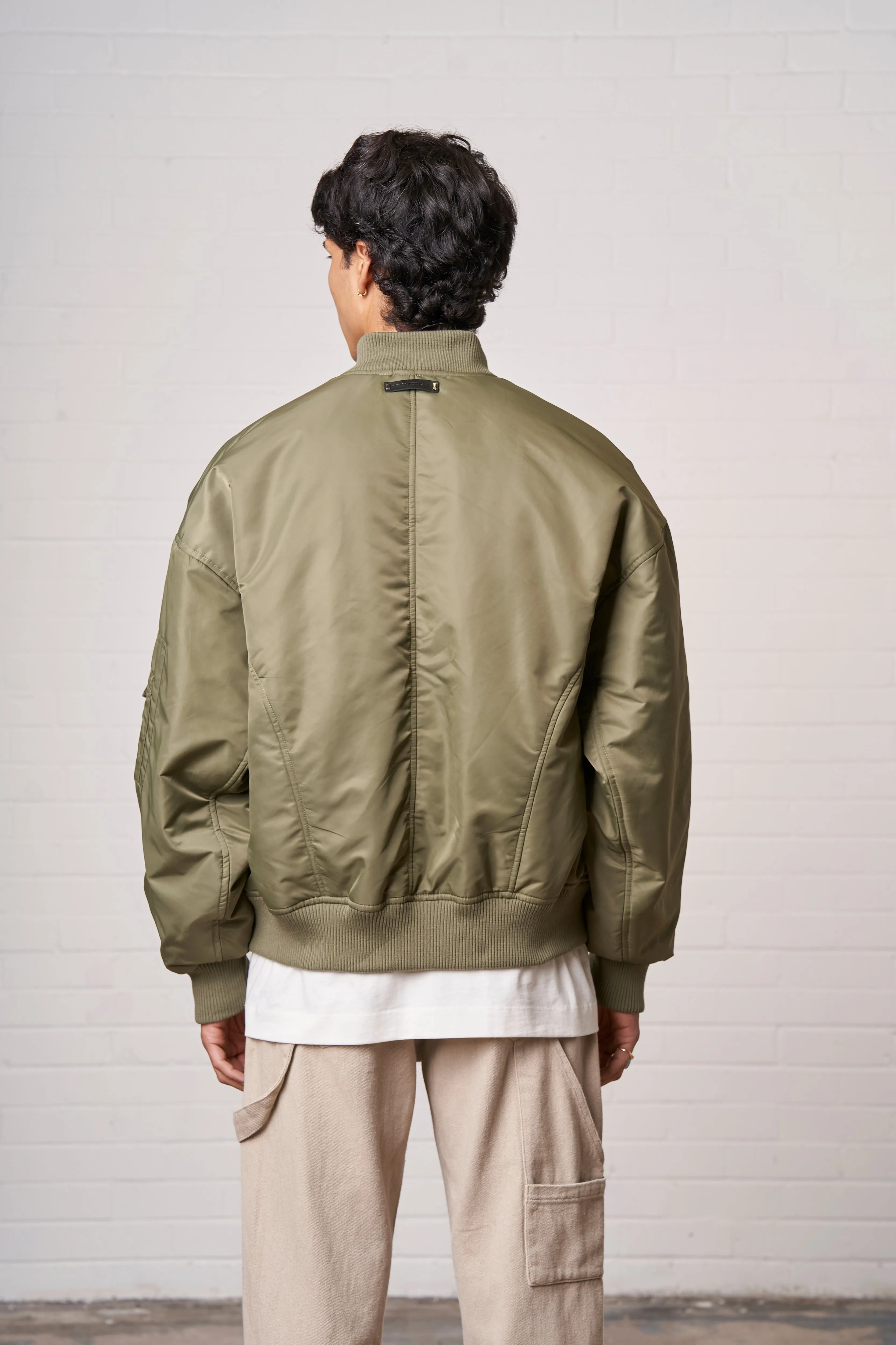 NYLON 4 EMBLEM BOMBER JACKET - KHAKI