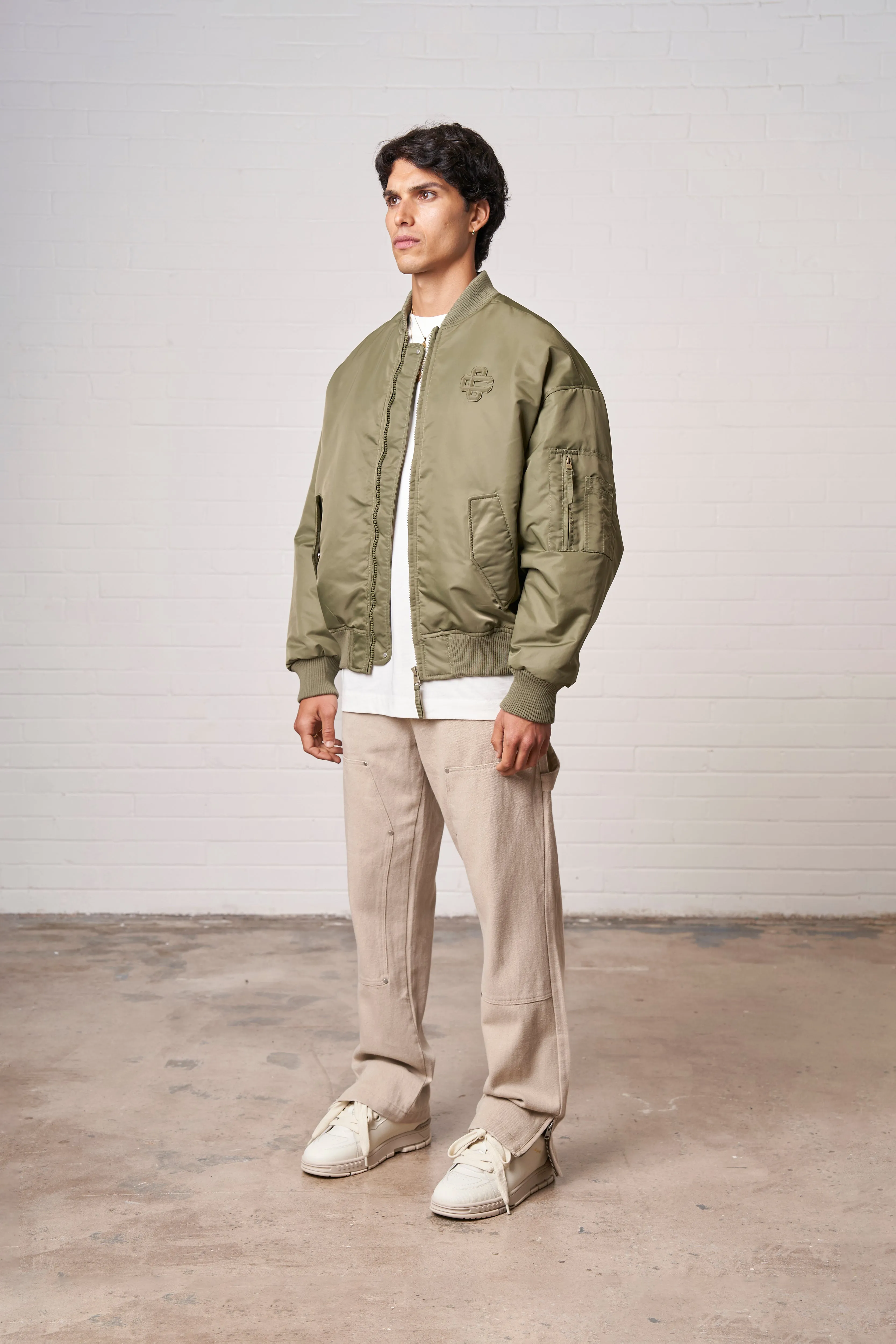 NYLON 4 EMBLEM BOMBER JACKET - KHAKI