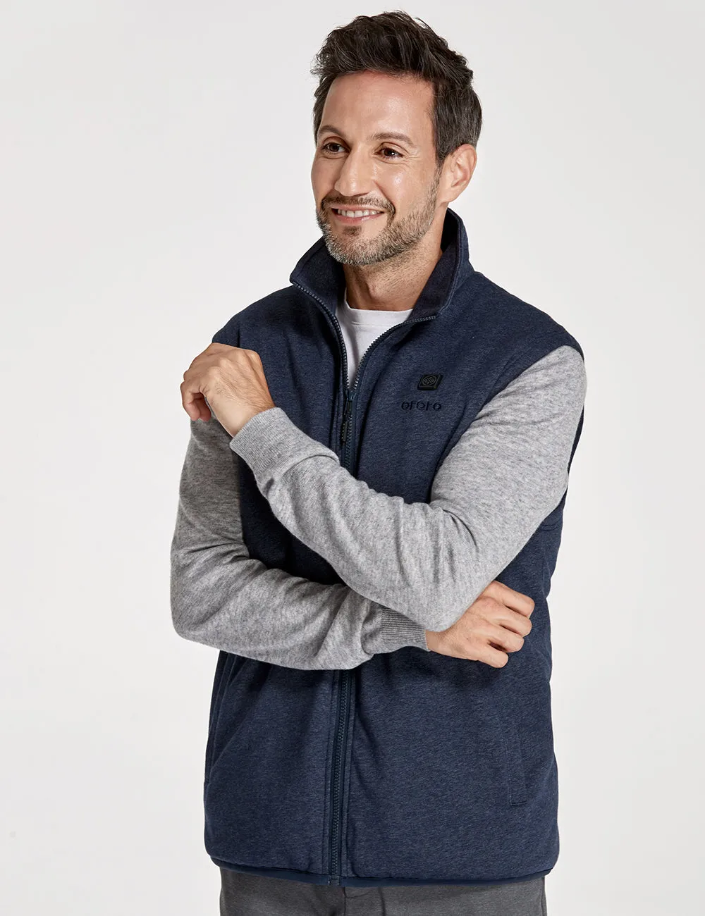 (Open-box) Men's Heated Fleece Vest - Blue (Battery Set Not Included)