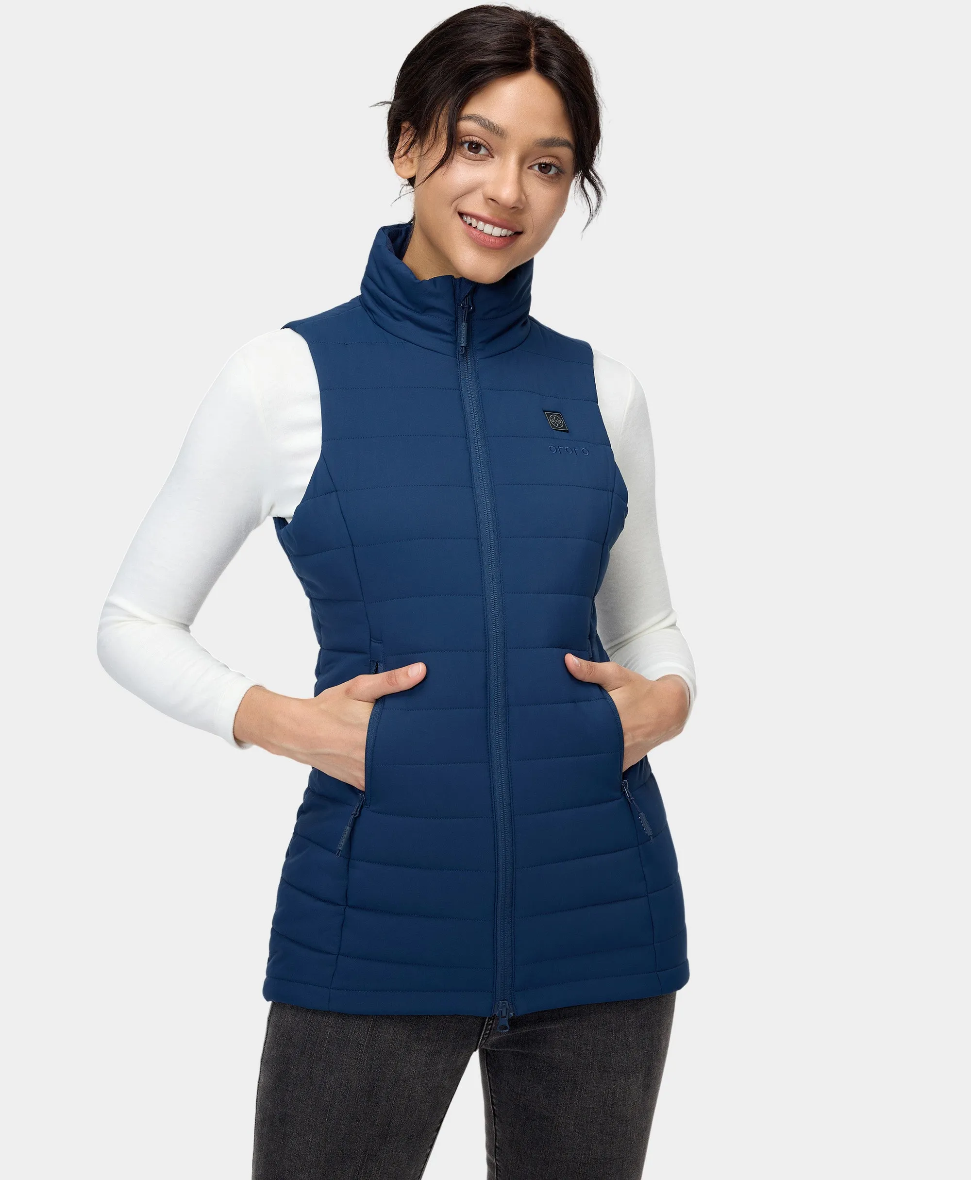 (Open-Box) "Tribeca" Women's Heated Long Puffer Vest (Battery Set Not Included)