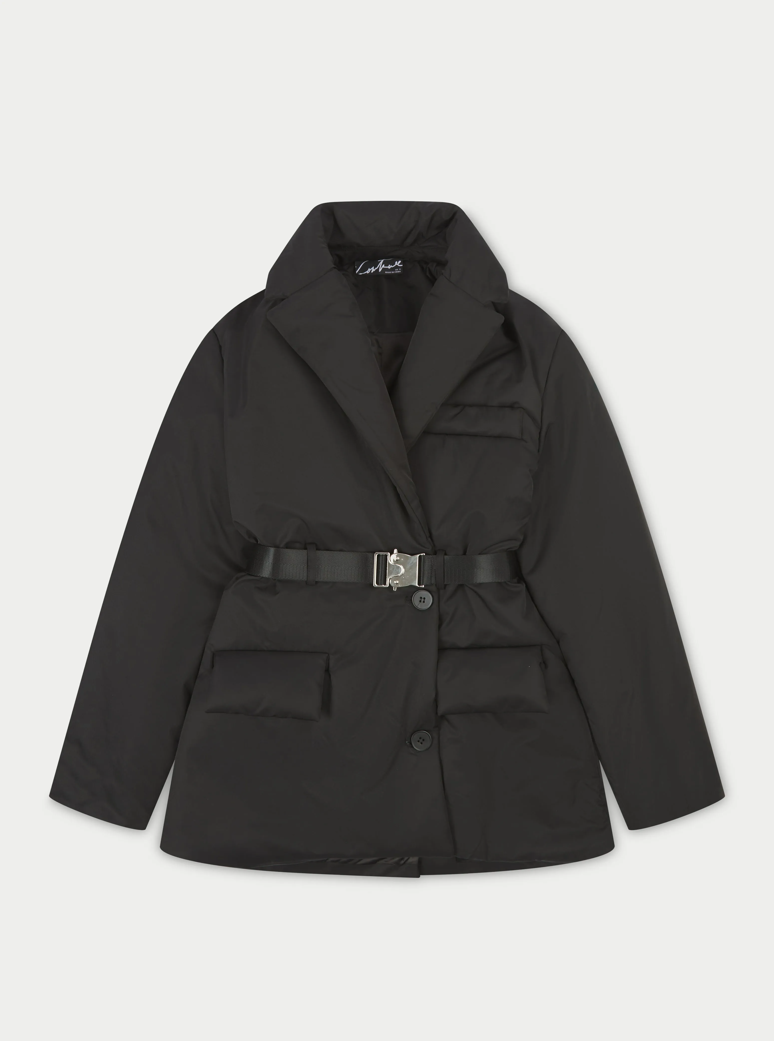 PADDED BLAZER COAT - BLACK