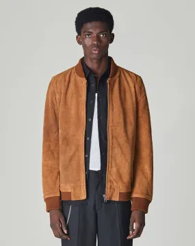 PLATO SUEDE BOMBER MENS JACKET | TAN