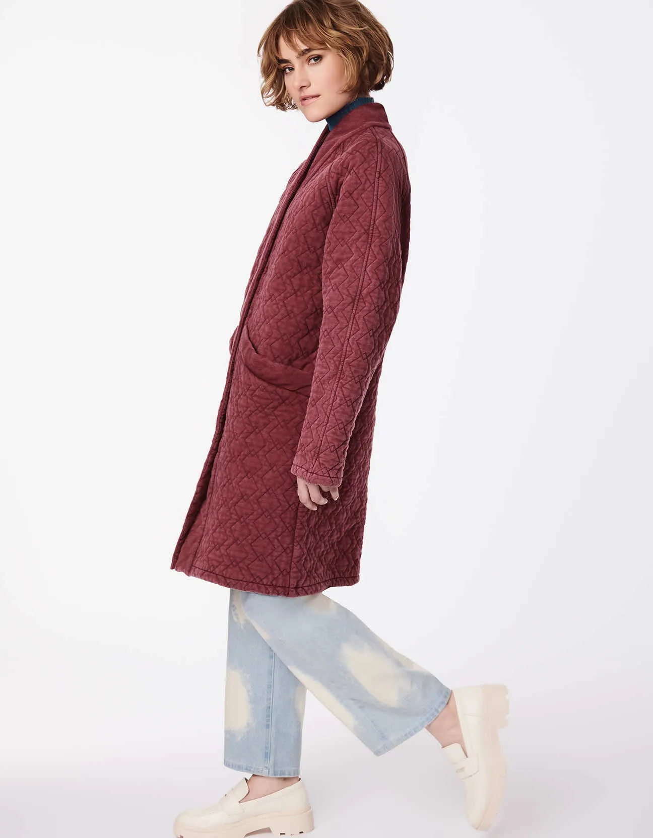 Playful Pattern Long Winter Coat