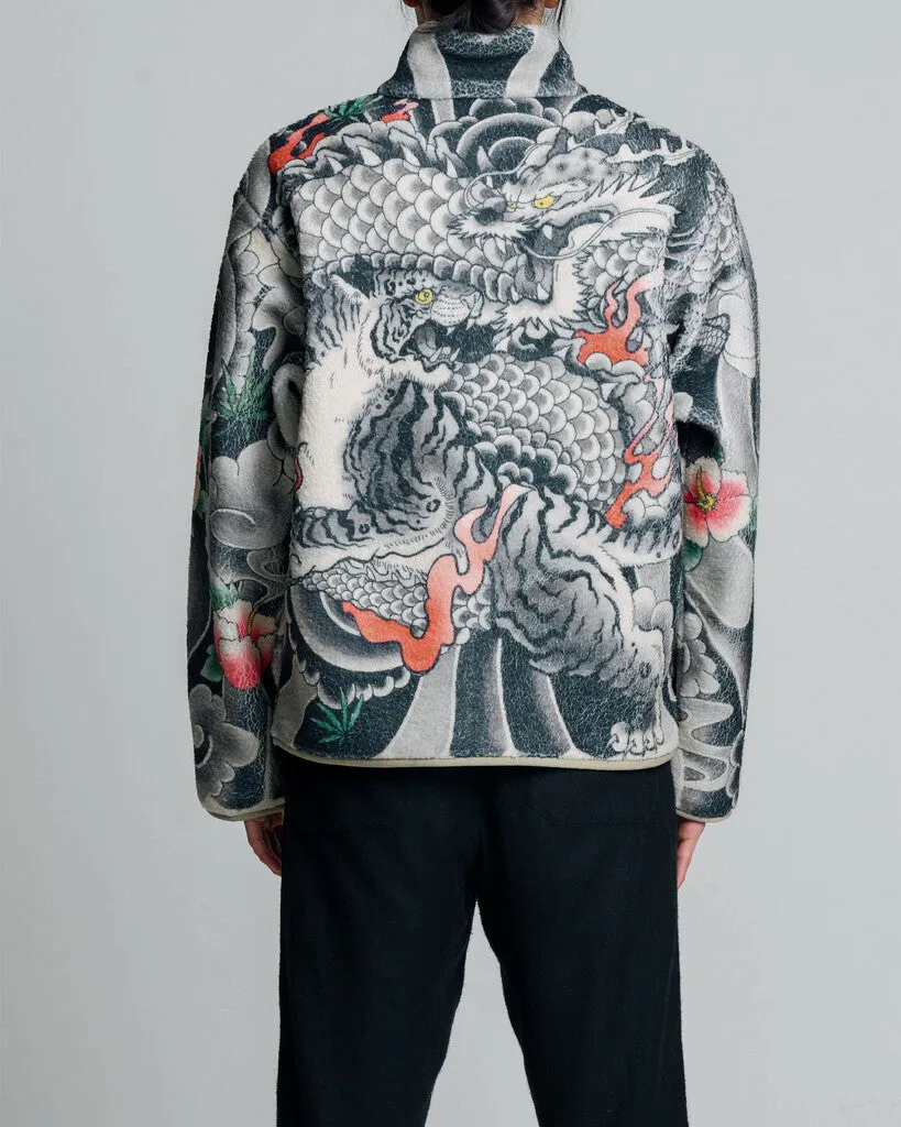 Irezumi-Inspired Reversible Zip-Up Fleece Jacket