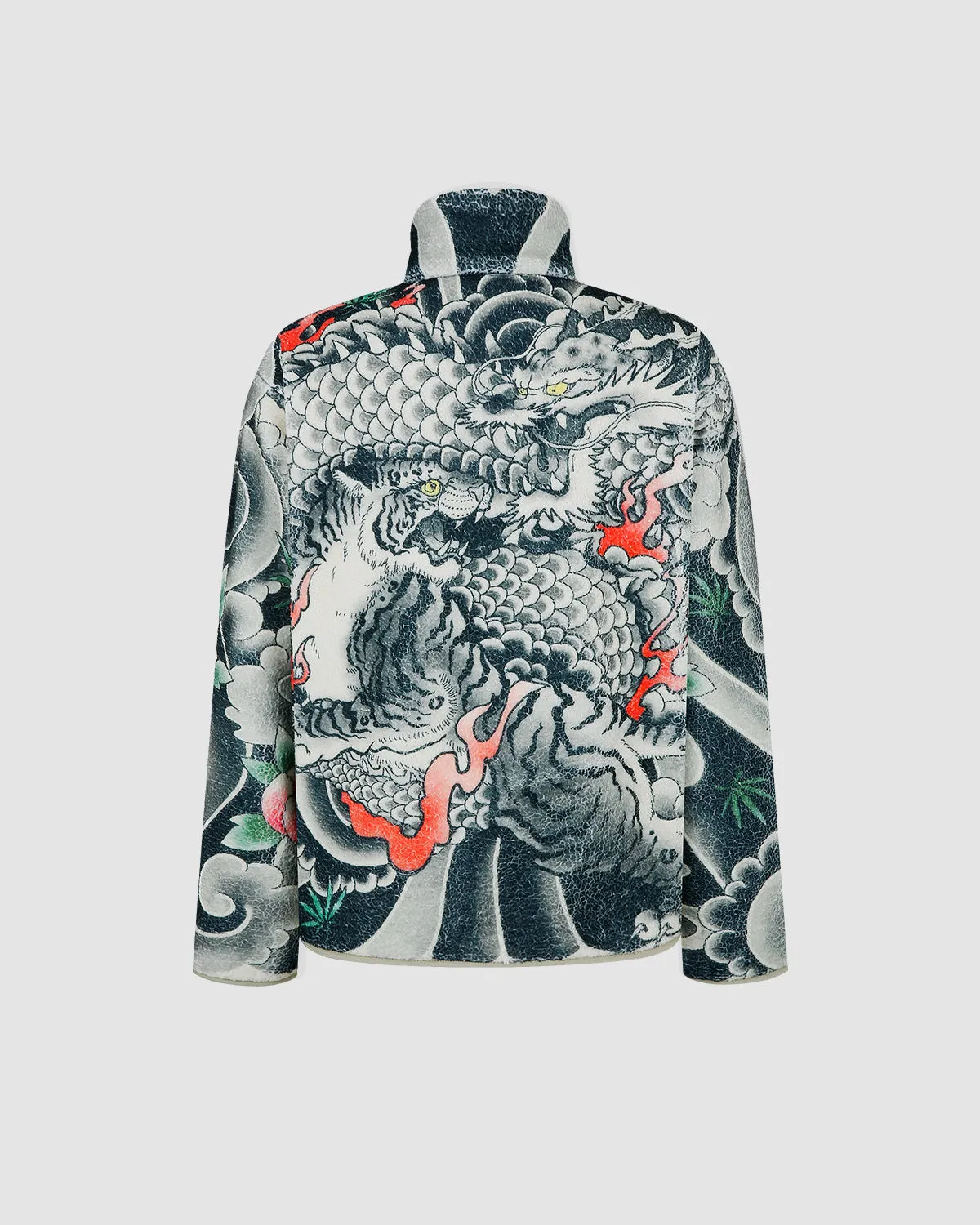 Irezumi-Inspired Reversible Zip-Up Fleece Jacket