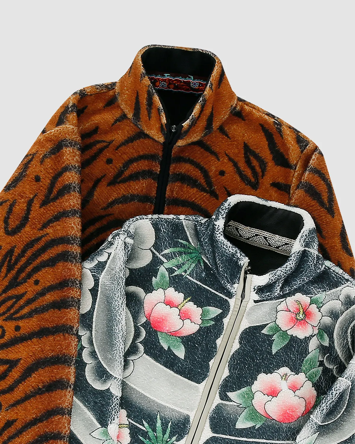 Irezumi-Inspired Reversible Zip-Up Fleece Jacket