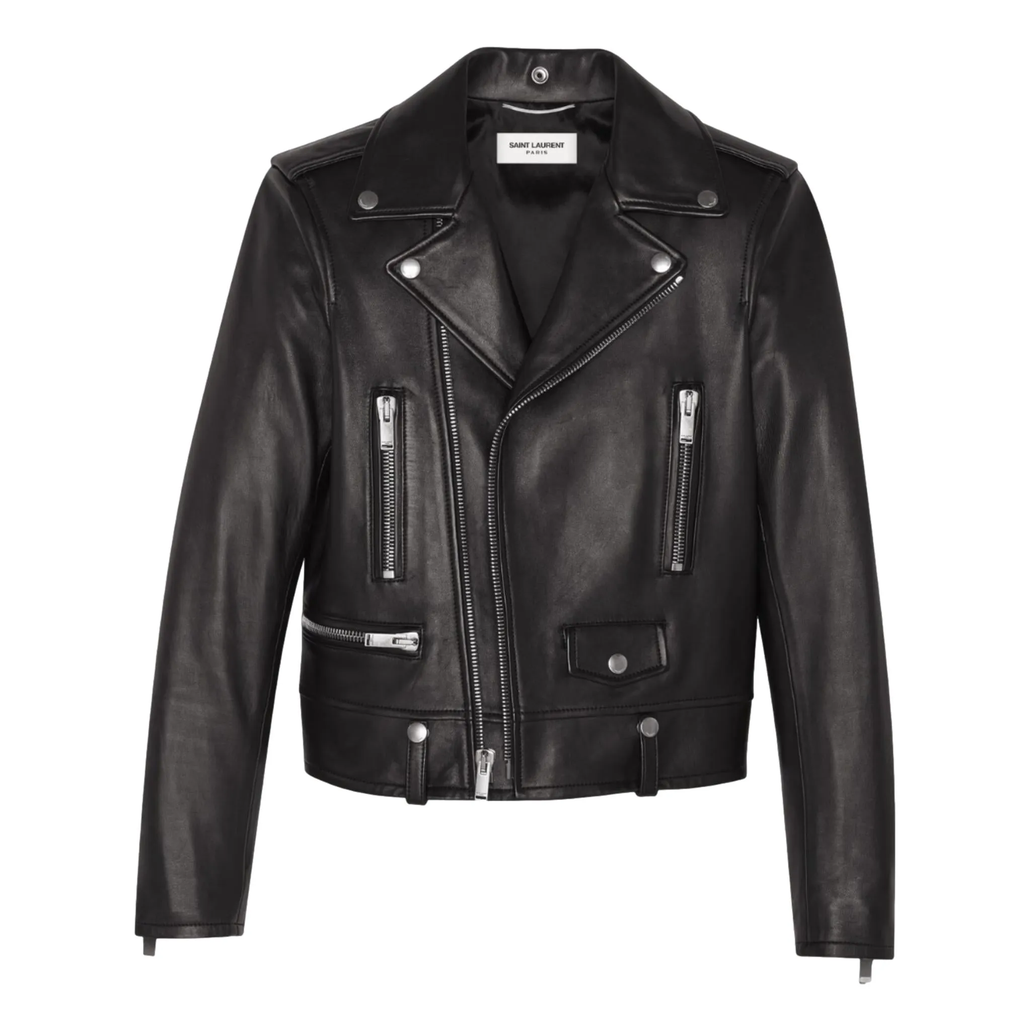 Saint Laurent Motorcycle Lambskin Leather Jacket. Size 38FR