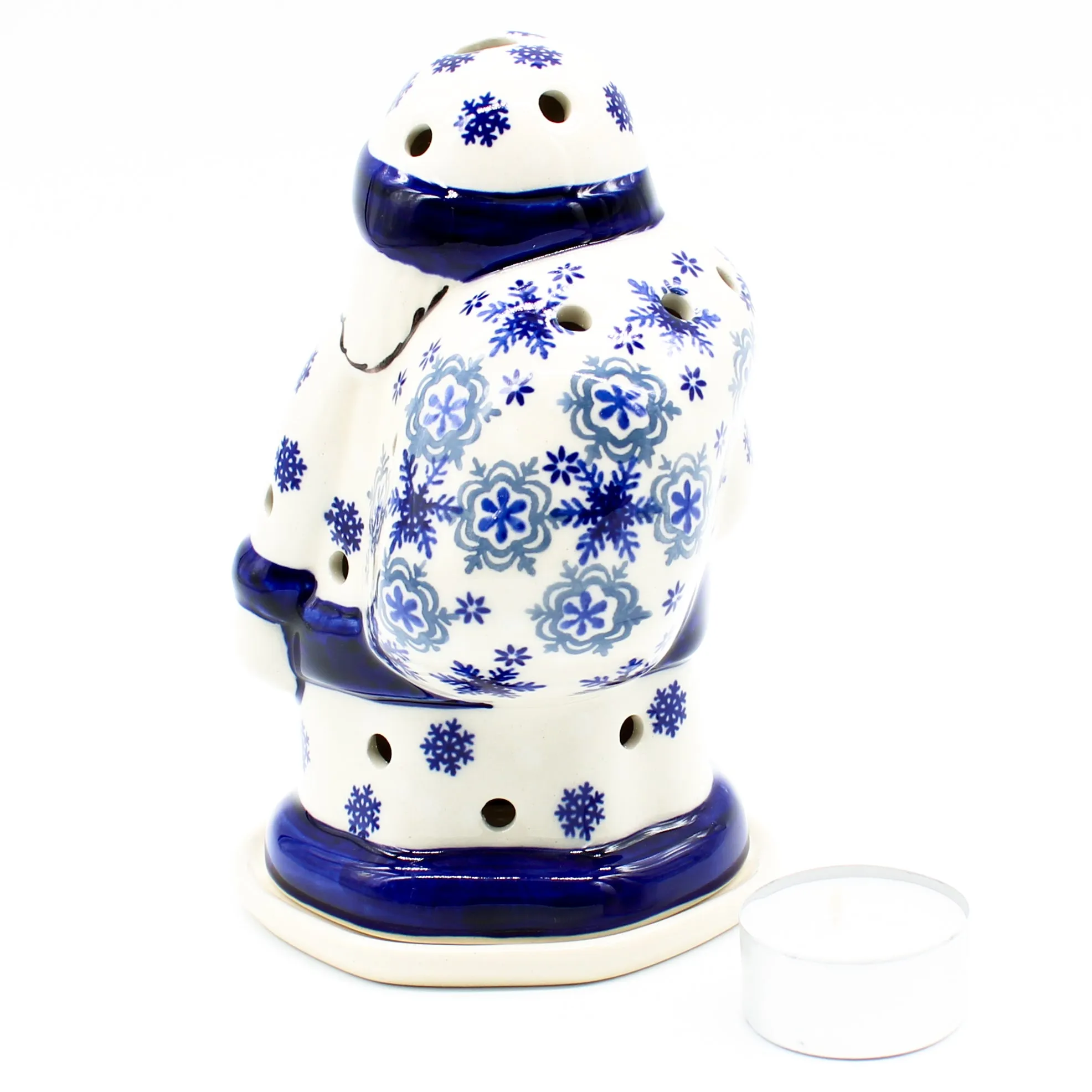 Santa Tea Candle Holder in Blue Winter