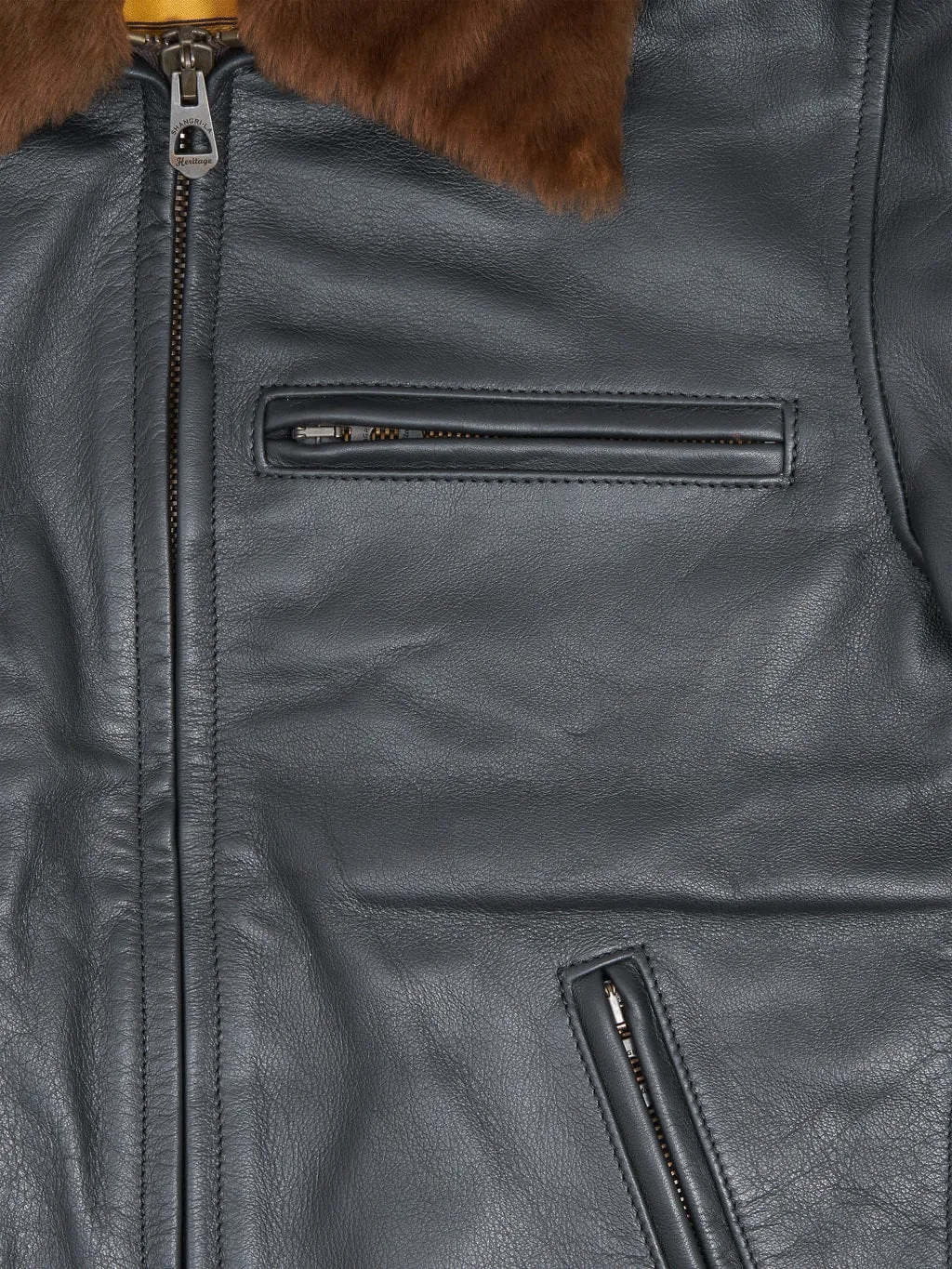 Shangri-La Heritage "Varenne" Fur Collar Black Leather Jacket