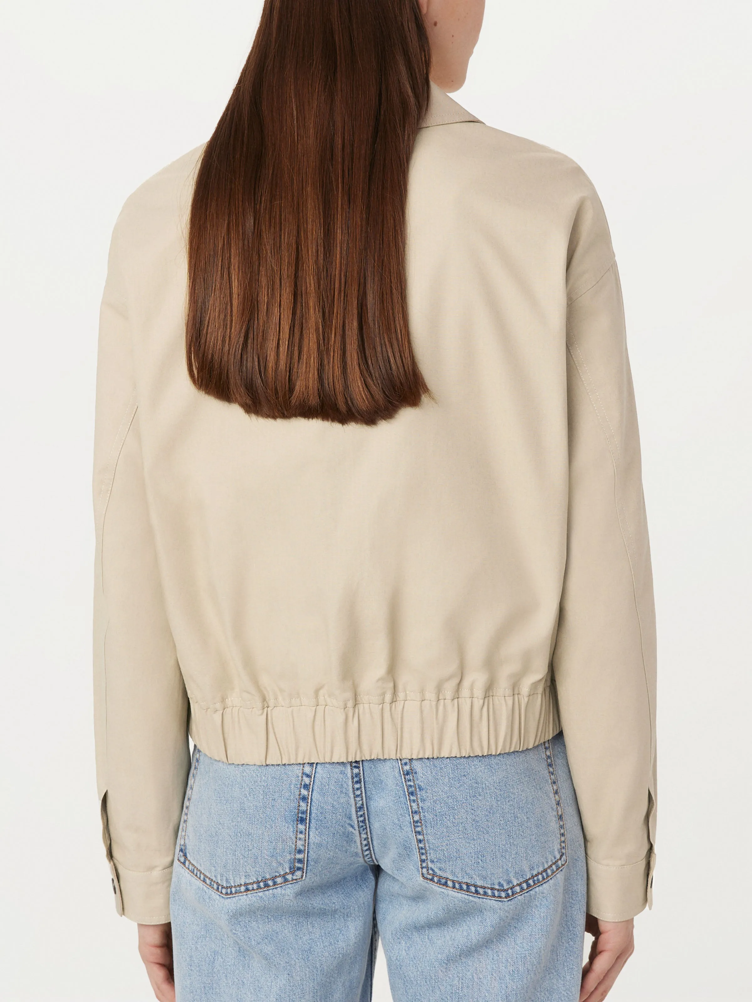 Light Beige Zip-Up Bomber Jacket