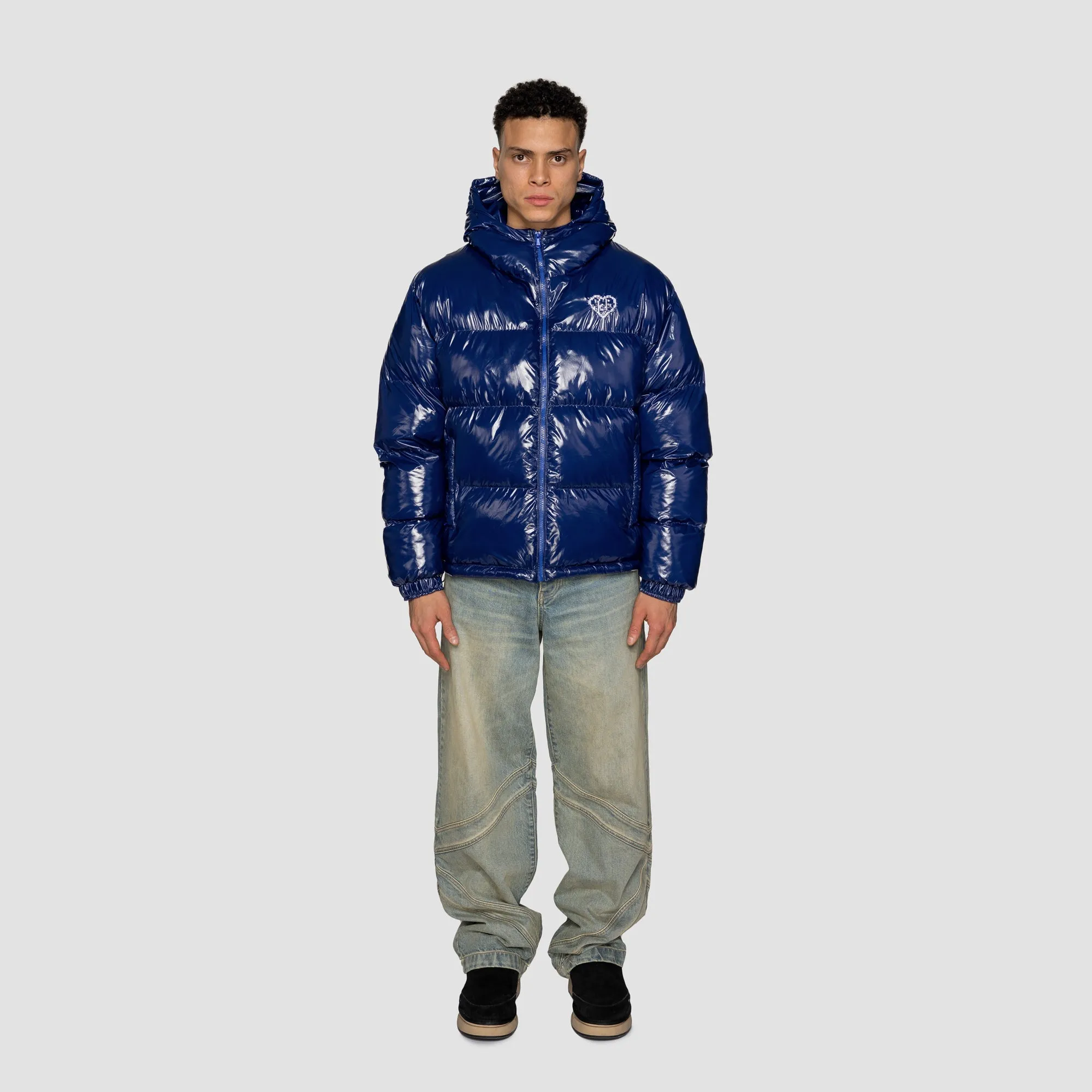 Blue Hooded Verse Logo Puffer - Optimized Title