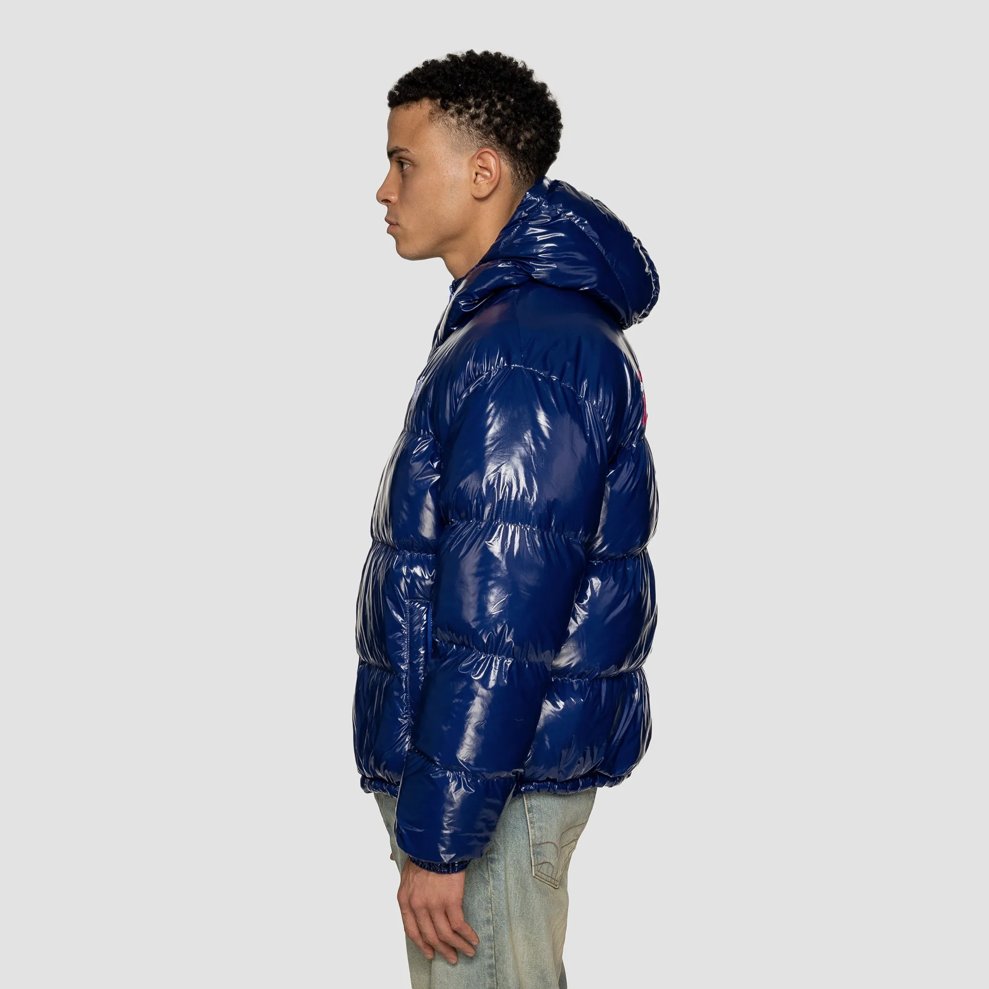 Blue Hooded Verse Logo Puffer - Optimized Title