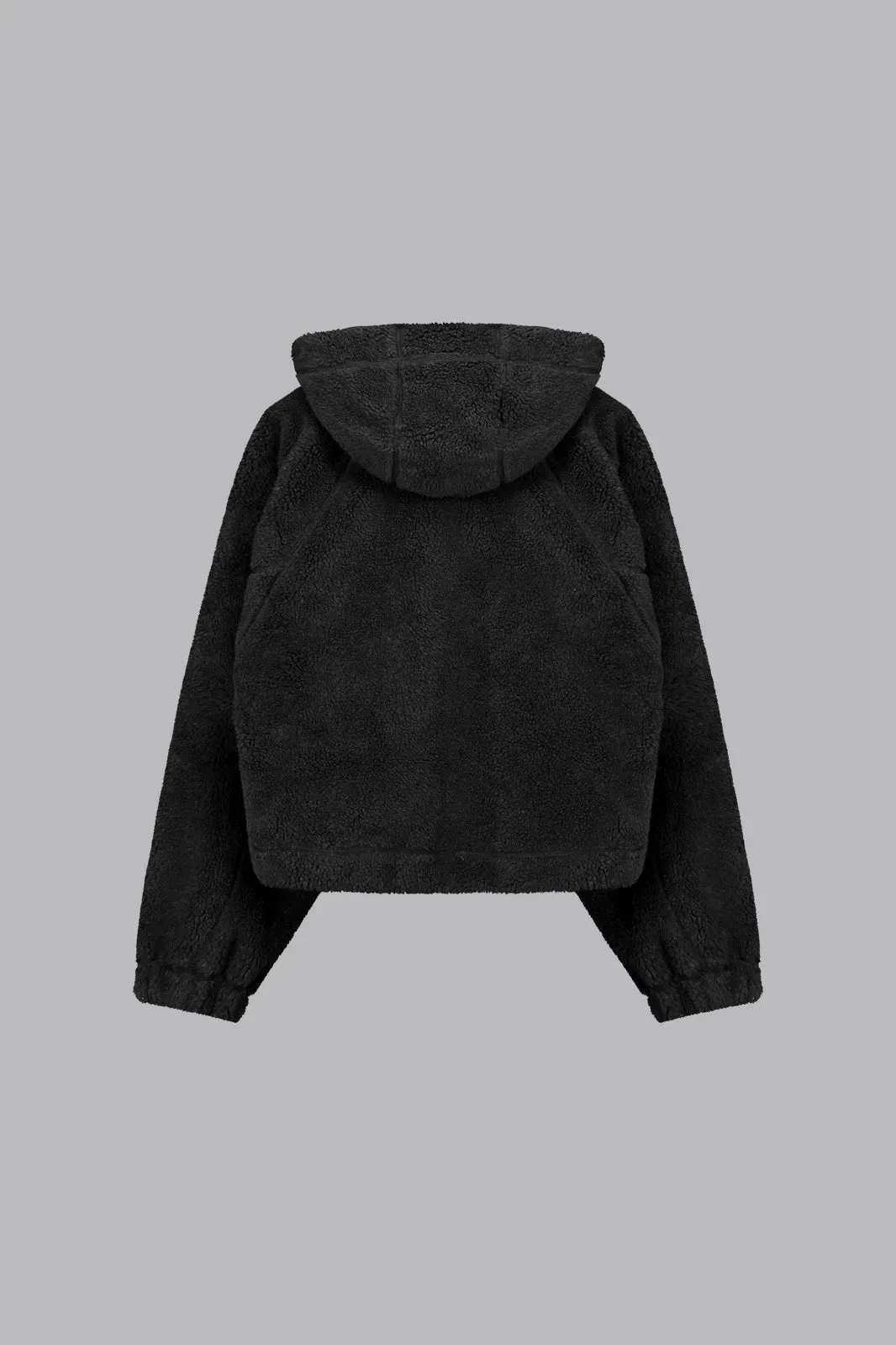 V_FLEECE BOXY BOMBER JACKET - Black