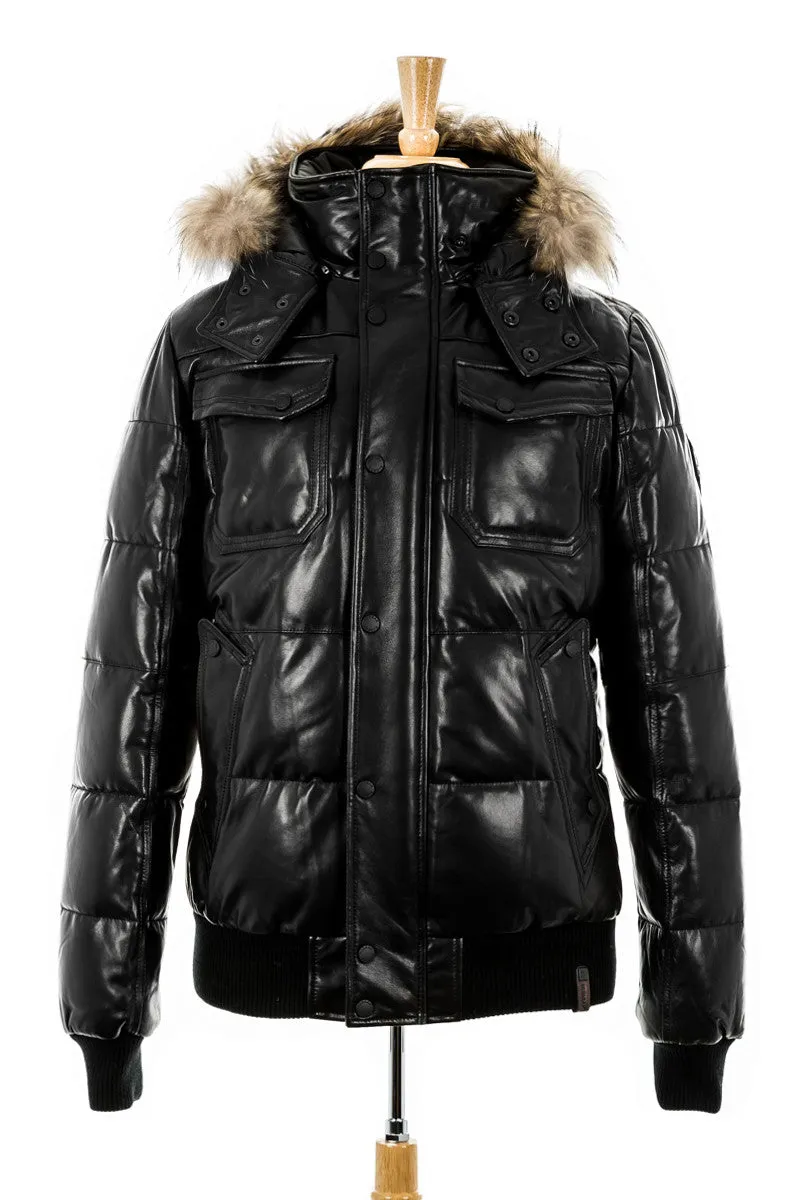 Viper Leather Bomber Jacket With Fur Trim