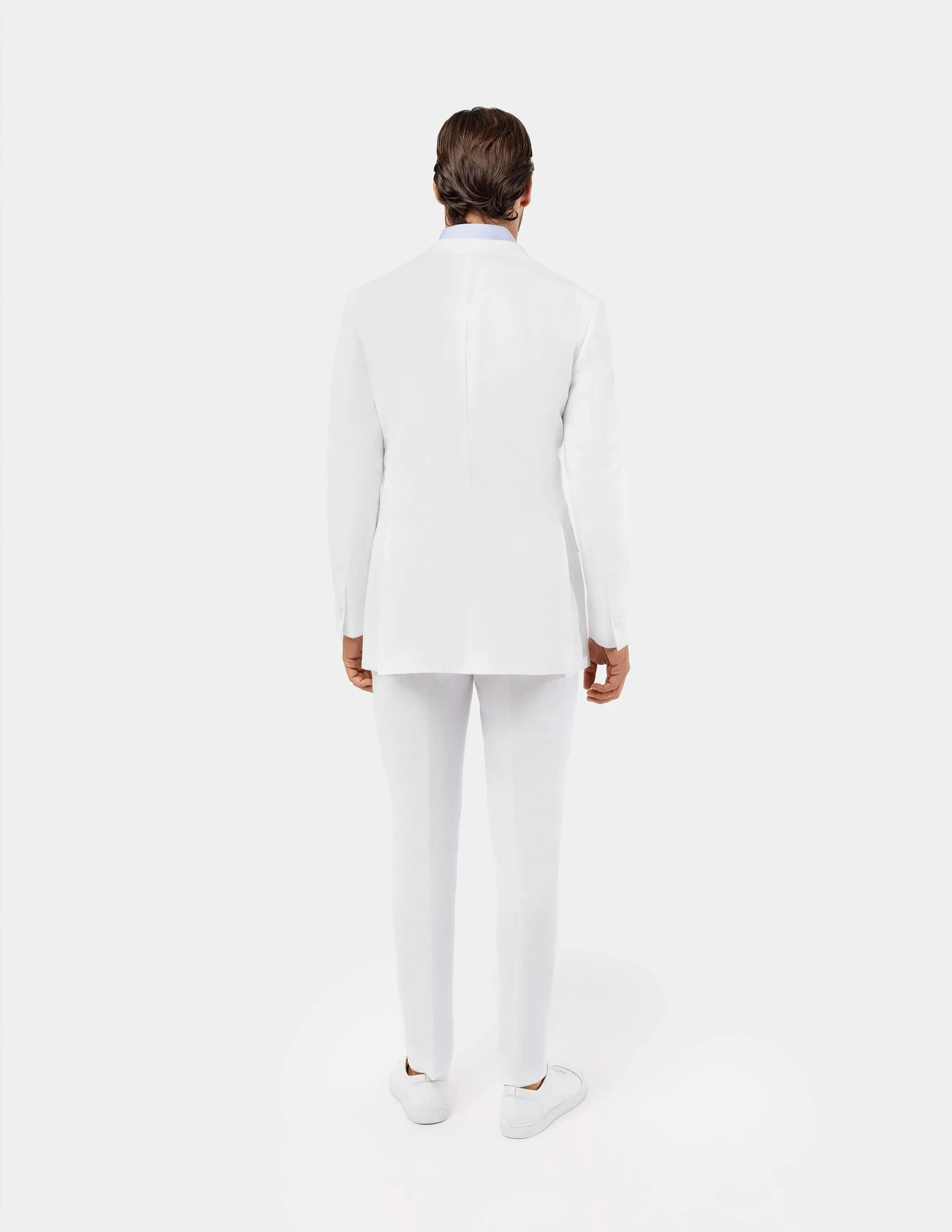 White Optical Double-Breasted Suit