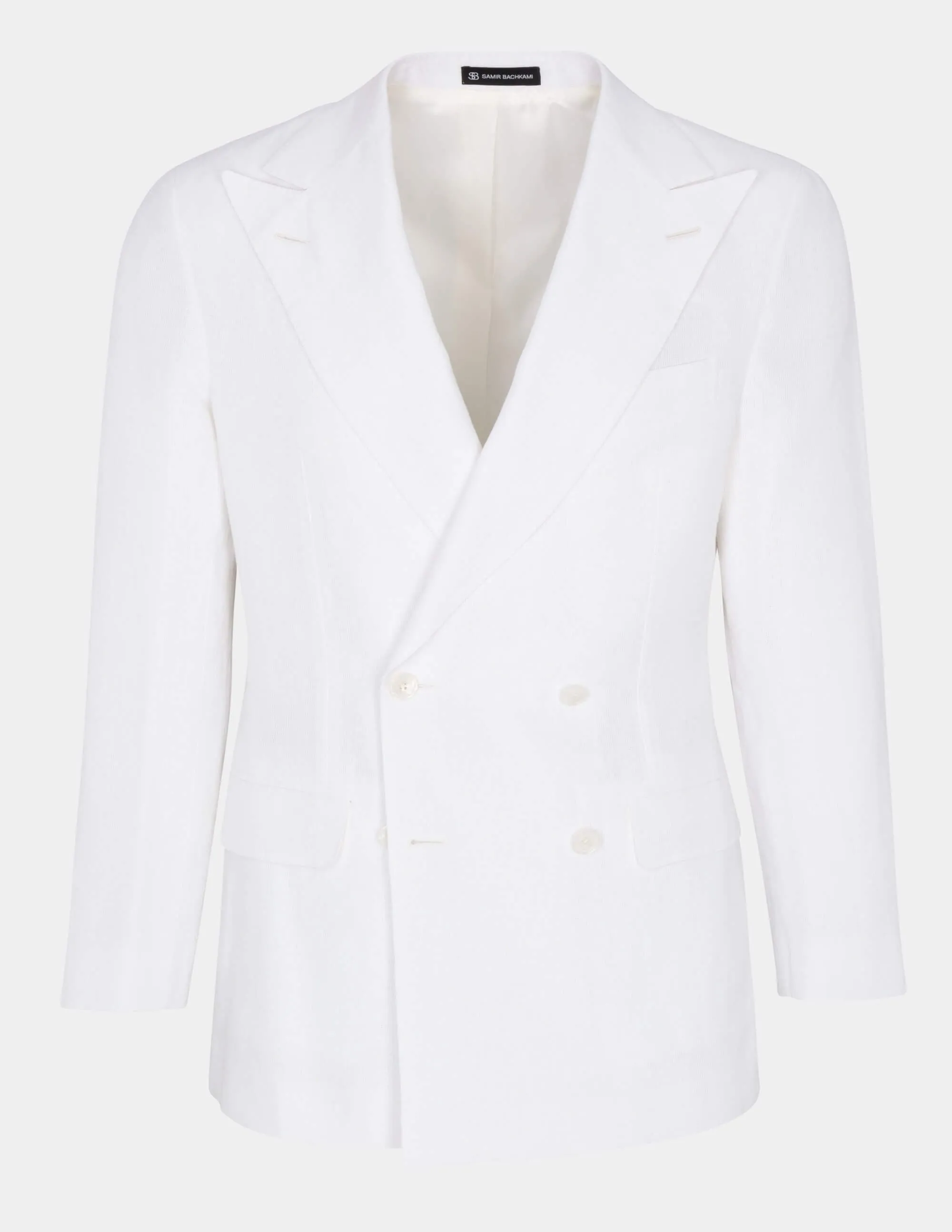 White Optical Double-Breasted Suit