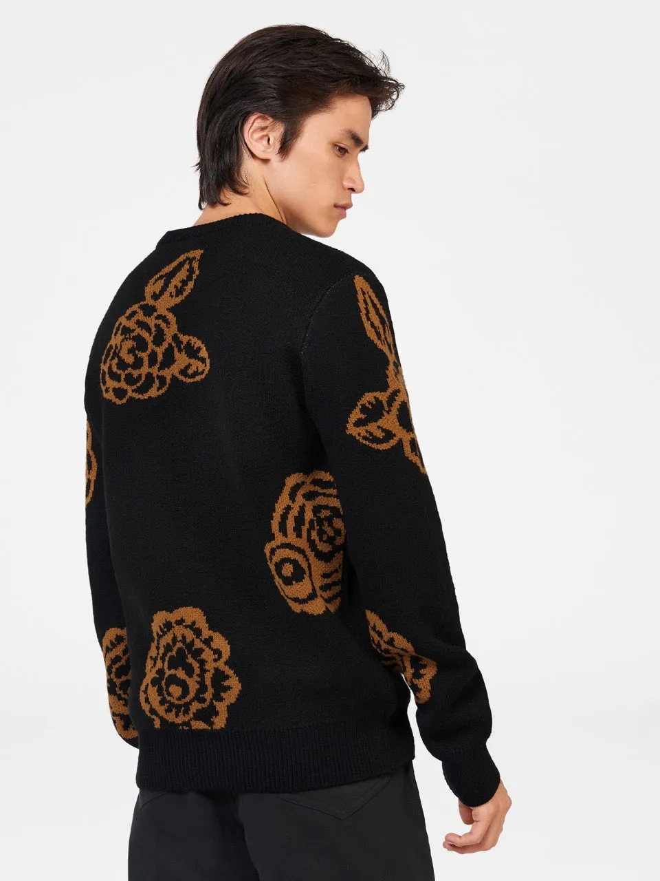 Winter Floral Sweater - Black