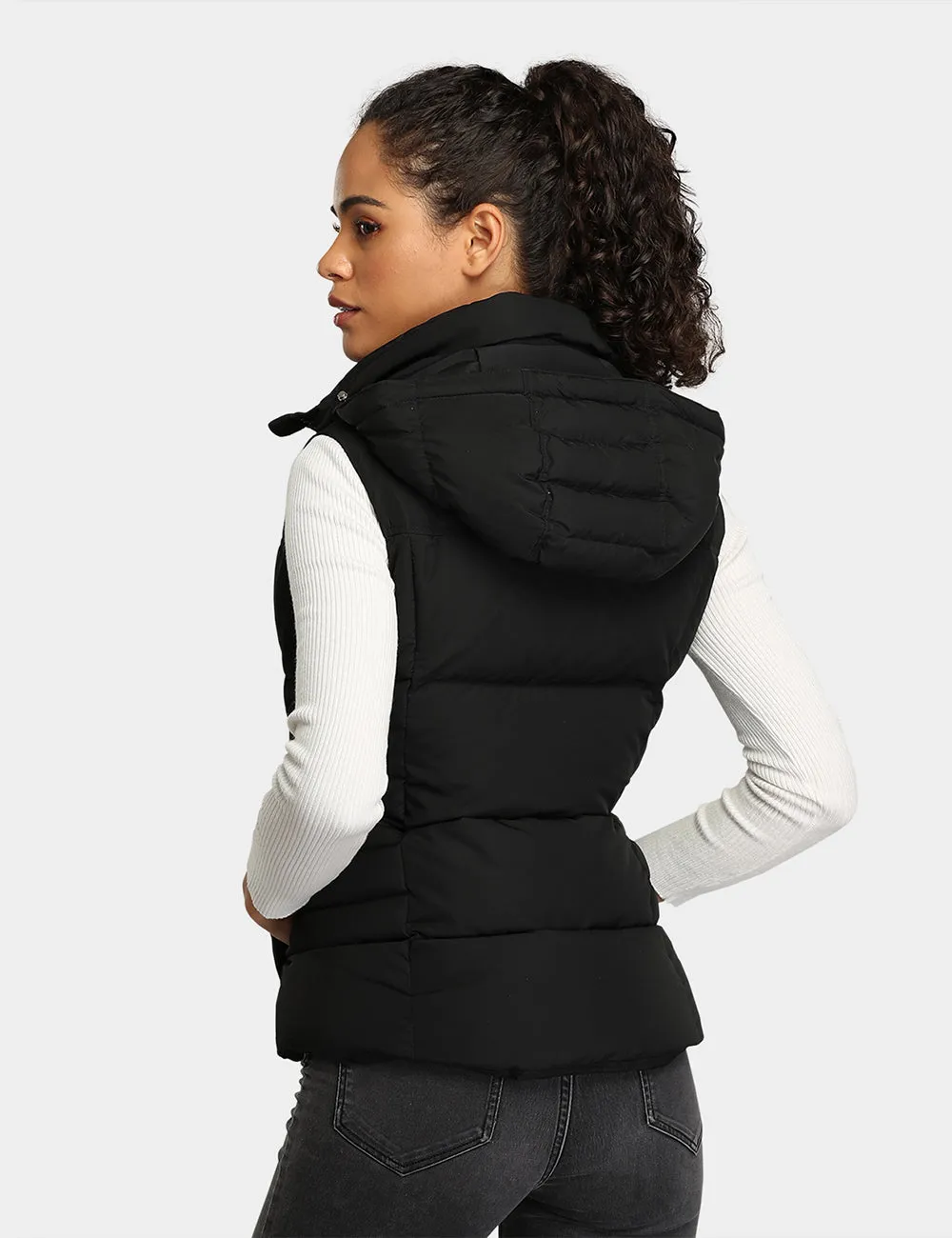 Women's Heated Down Vest - Black/Gray