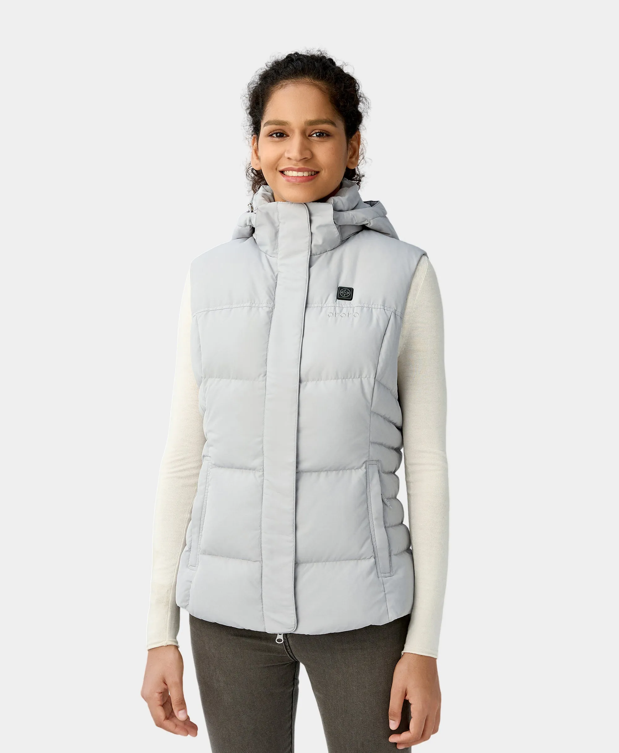 Women's Heated Down Vest - Black/Gray