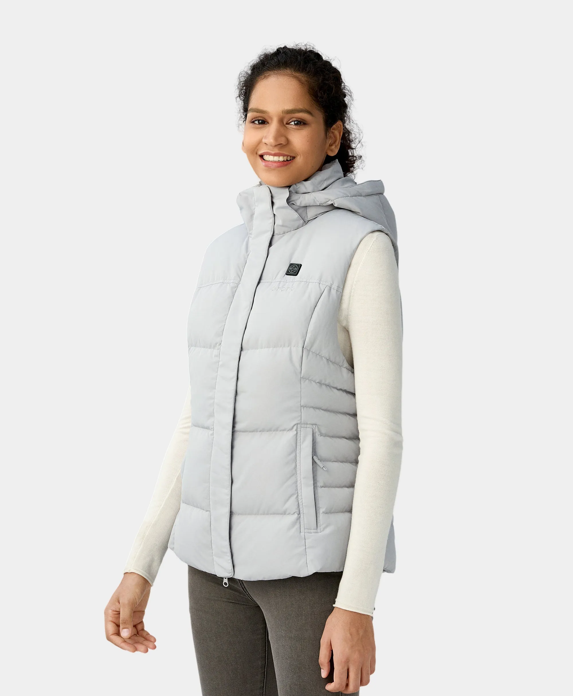 Women's Heated Down Vest - Gray