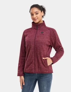 Women's Heated Full-Zip Fleece Jacket - Maroon