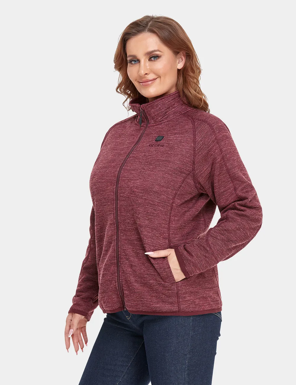 Women's Heated Full-Zip Fleece Jacket - Maroon