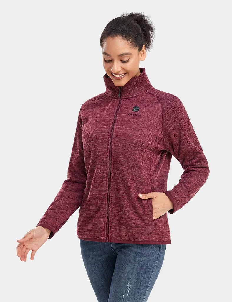 Women's Heated Full-Zip Fleece Jacket - Maroon