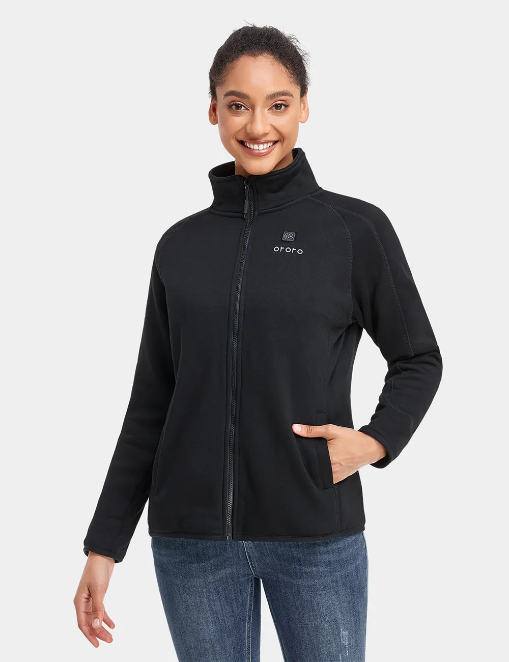 Womens Full-Zip Heated Fleece Jacket with Adjustable Temperature Control