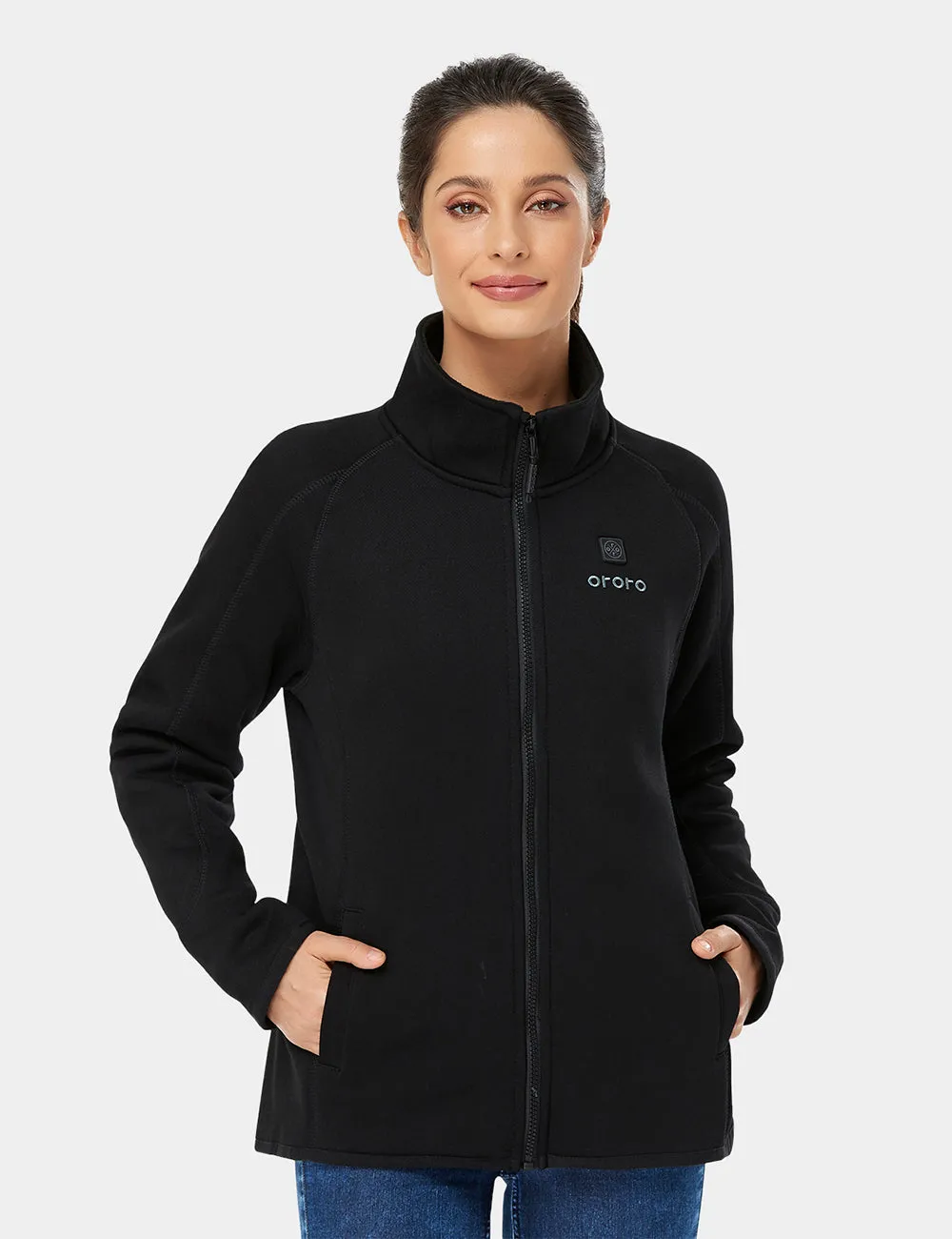 Womens Full-Zip Heated Fleece Jacket with Adjustable Temperature Control