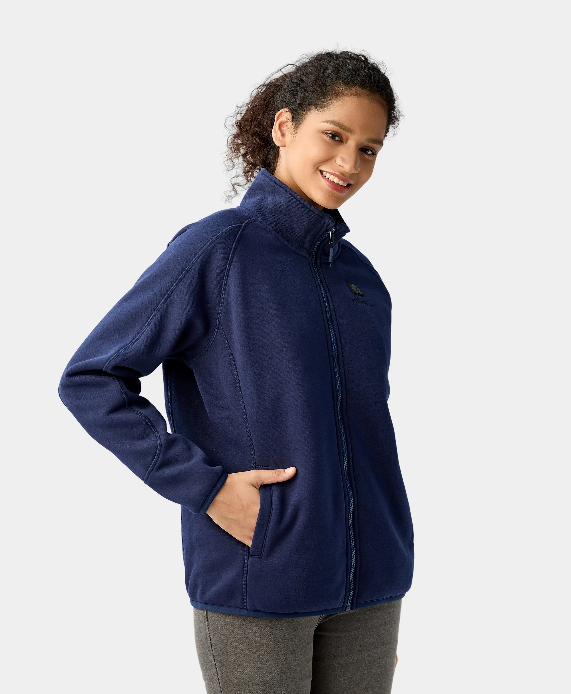 Womens Full-Zip Heated Fleece Jacket with Adjustable Temperature Control