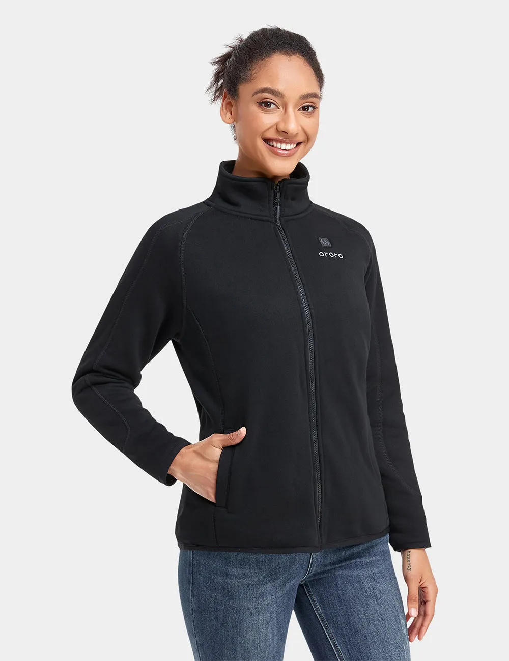 Womens Full-Zip Heated Fleece Jacket with Adjustable Temperature Control