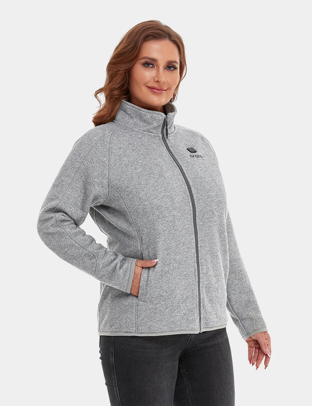 Womens Full-Zip Heated Fleece Jacket with Adjustable Temperature Control