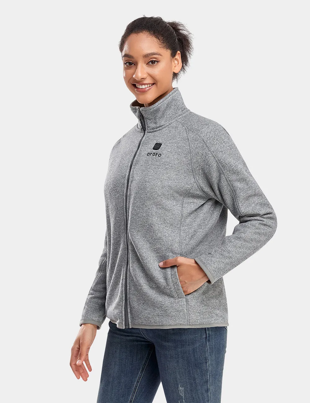 Womens Full-Zip Heated Fleece Jacket with Adjustable Temperature Control