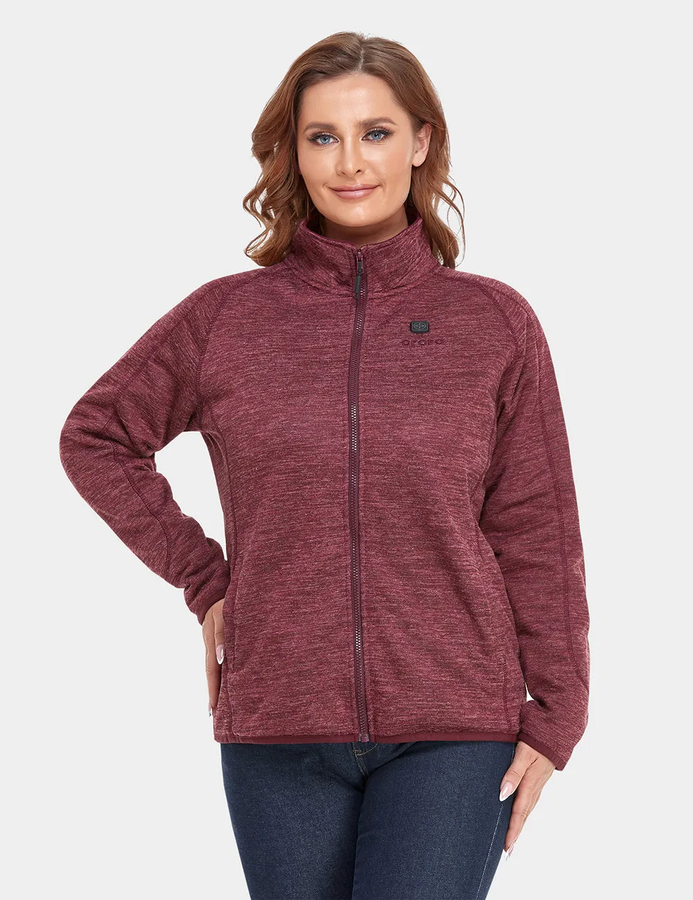 Womens Full-Zip Heated Fleece Jacket with Adjustable Temperature Control