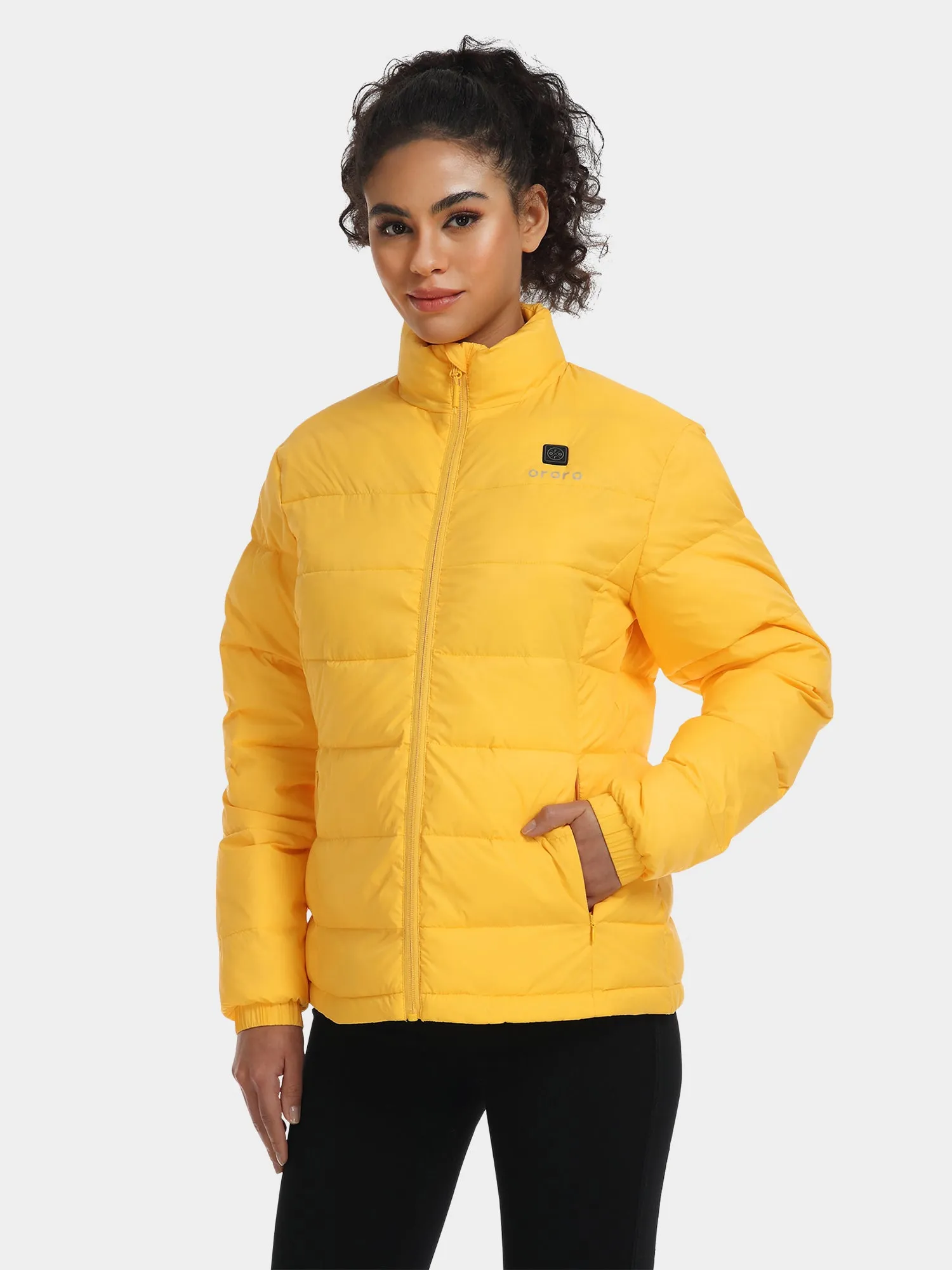 Women’s Heated Puffer Jacket - Black/Yellow