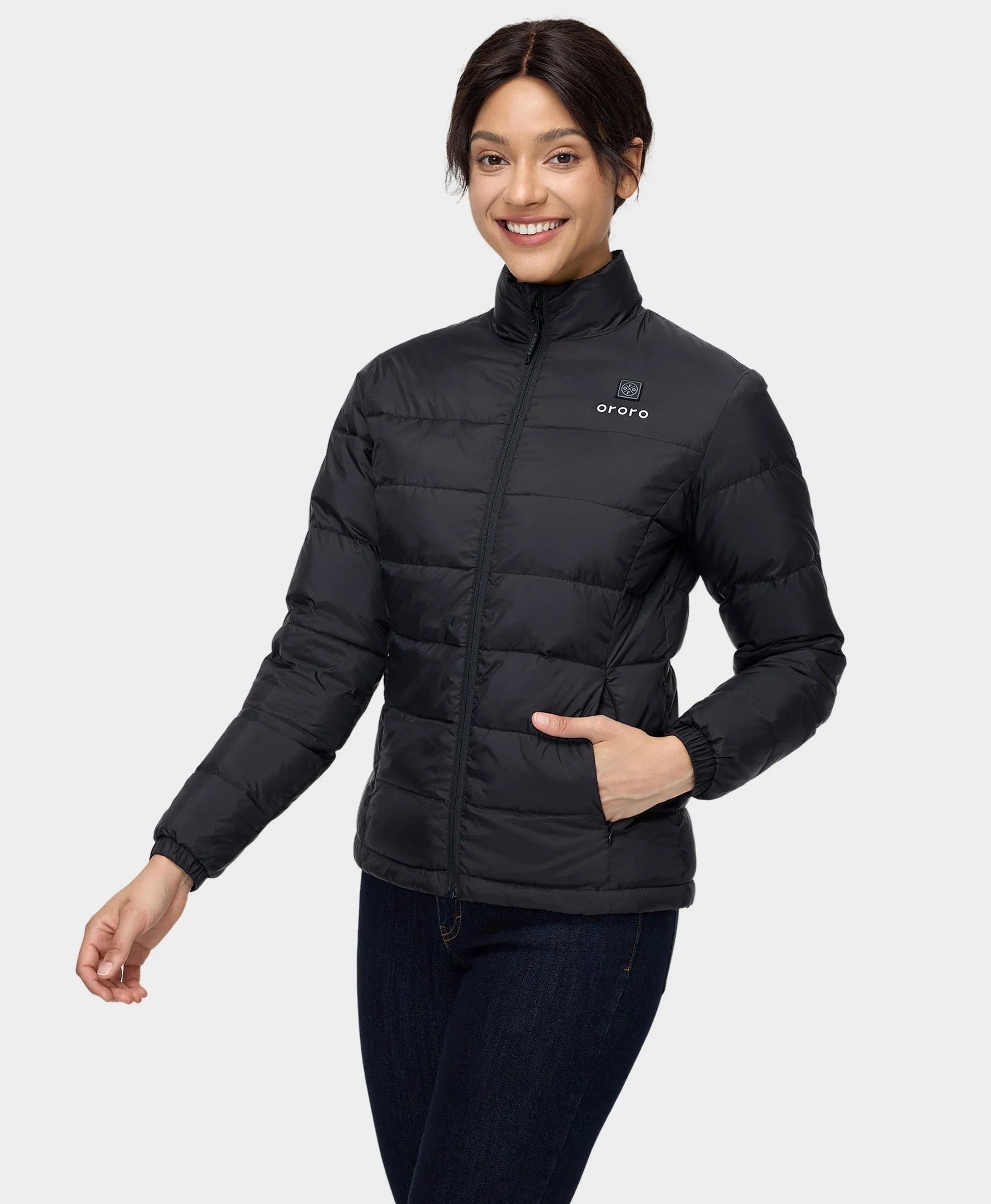 Women’s Heated Puffer Jacket - Black/Yellow