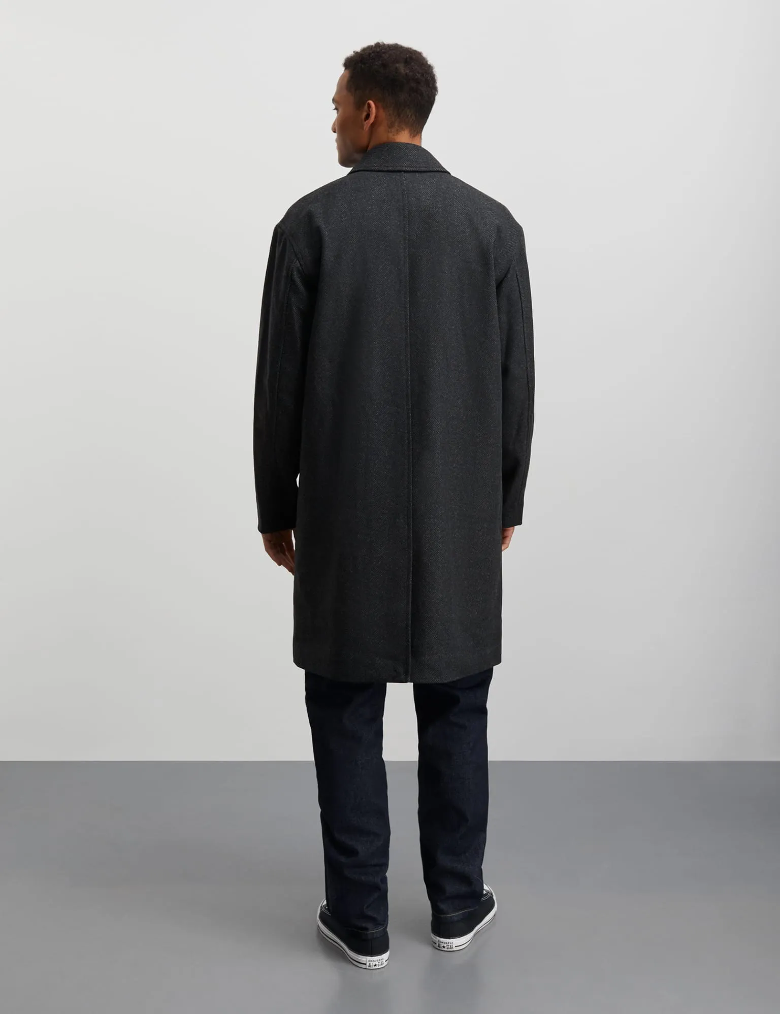 Wool Herringbone Curtis Coat, Charcoal Gray