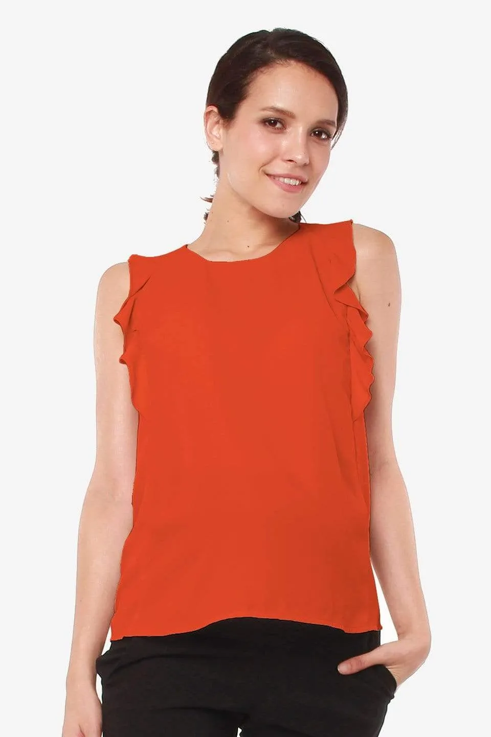 Woven Flutter Sleeve Clarity Nursing Top Autumn Orange